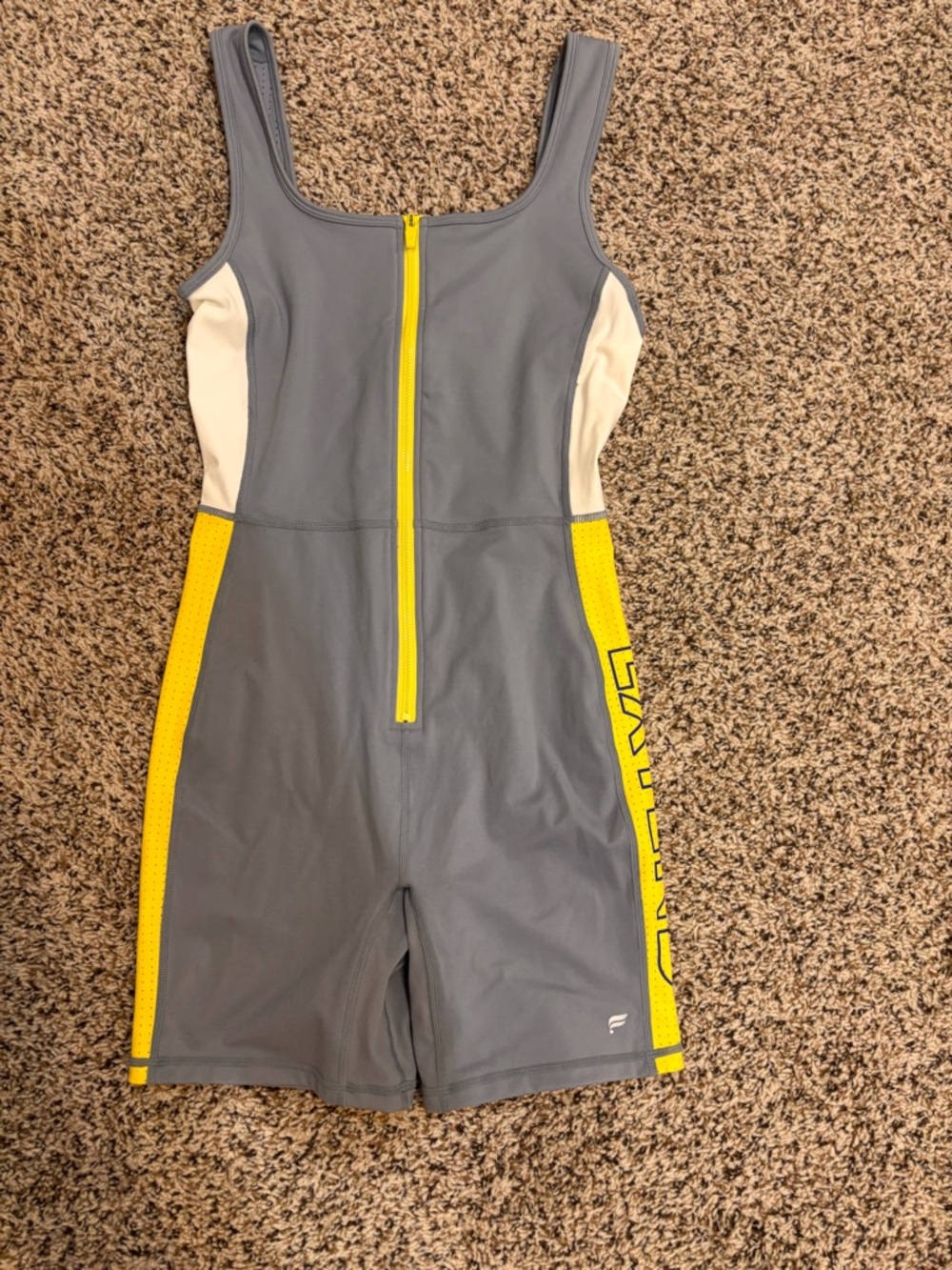 Fabletics Grey, Yellow & White Workout Jumpsuit